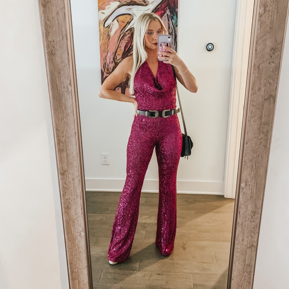 Halter sequin jumpsuit